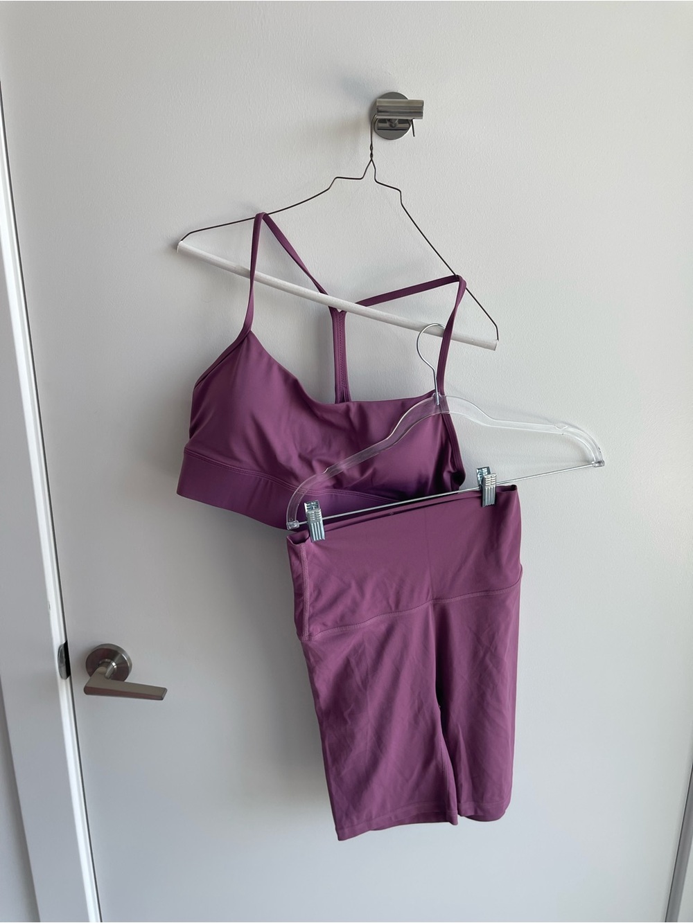 Third Love Plum Women's Two-Piece Activewear Set - Bra & High-Waist Shorts